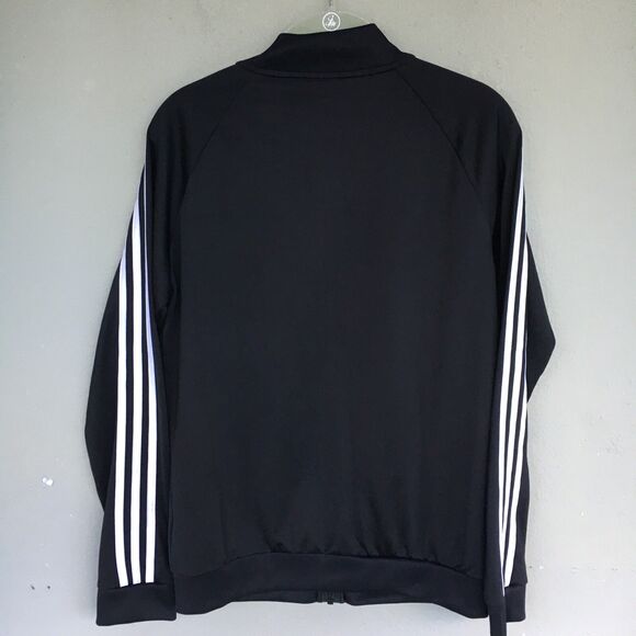 Adidas Zip Up Track Jacket Women M Black Warm Up 3-Stripes Track Gym Y2K Retro - Picture 9 of 14